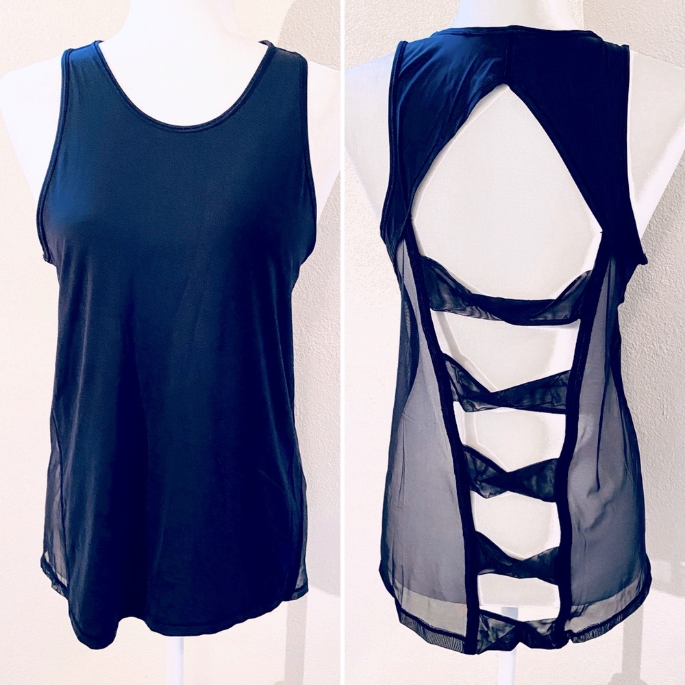 Victoria’s Secret Victoria Sport Navy Blue Mesh Twist-Back Tank